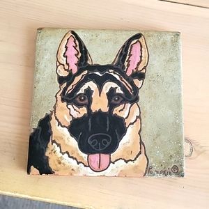 German Shepherd Short Hair Vintage Tile by Pumpkin Studios
